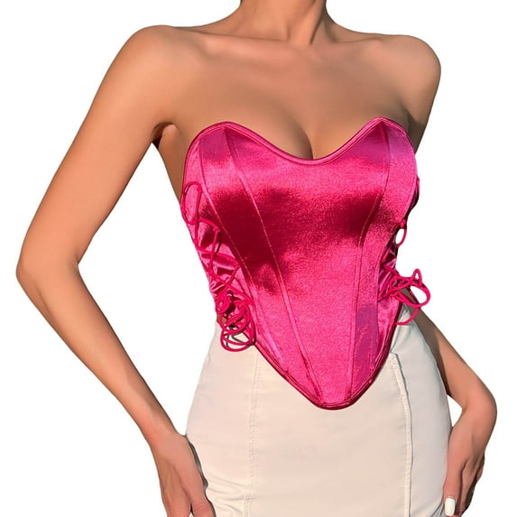 Sngxgn Lace Tank Top for Women High Neck Camisoles Double-Layered Crop Top(Hot Pink,M)