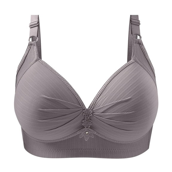 Sngxgn Lace Underwire Bra, Full-Coverage Lace Bra with Underwire C ups, Plunging Underwire Bra for Everyday Comfort(Grey,44)