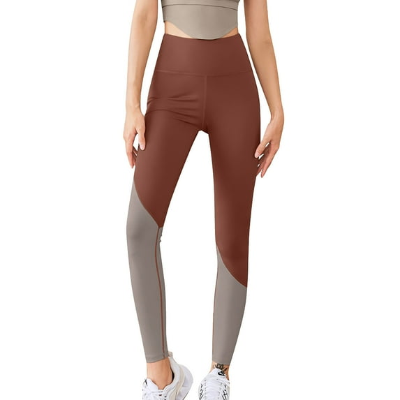 Sngxgn Leggings for Women High Waisted Pants Stretch Pleather Leggings(Brown,L)