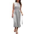 thumbnail image 1 of Sngxgn Long Sleeve Midi Dress Casual Loose Flowy Dresses(Grey,L), 1 of 5