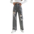 thumbnail image 1 of Sngxgn Low Waist Cargo Jeans for Women Pocket Y2K Wide Leg Pants(Grey,M), 1 of 9