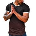 thumbnail image 1 of Sngxgn Men Men's Ribbed Shirt Short Sleeve Slim Fit T Shirts Stretch Workout Ribbed Tee(Brown,XXL), 1 of 4