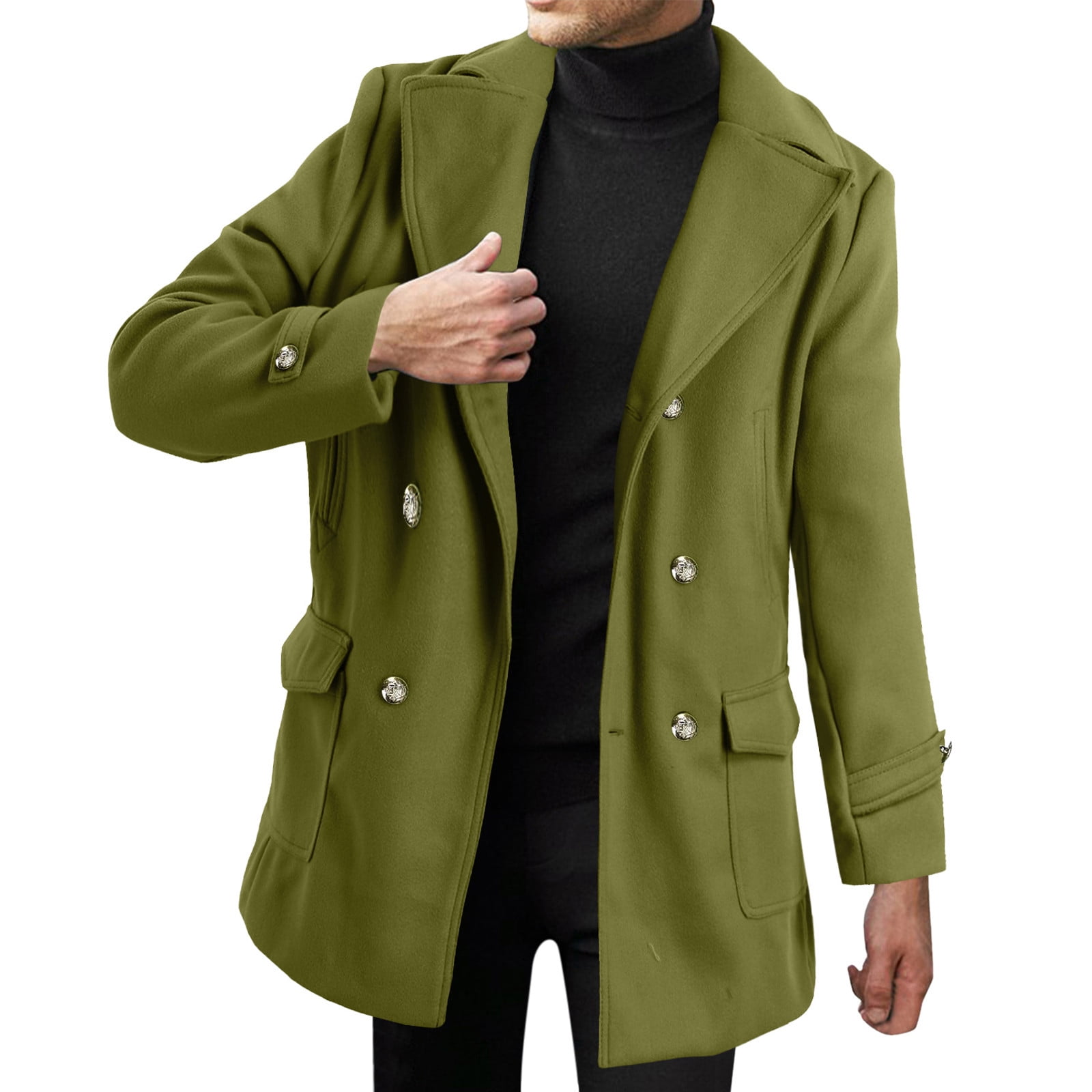 Sngxgn Men Trench Coat Warm Long Jacket formal Mens Trench Coat, AG