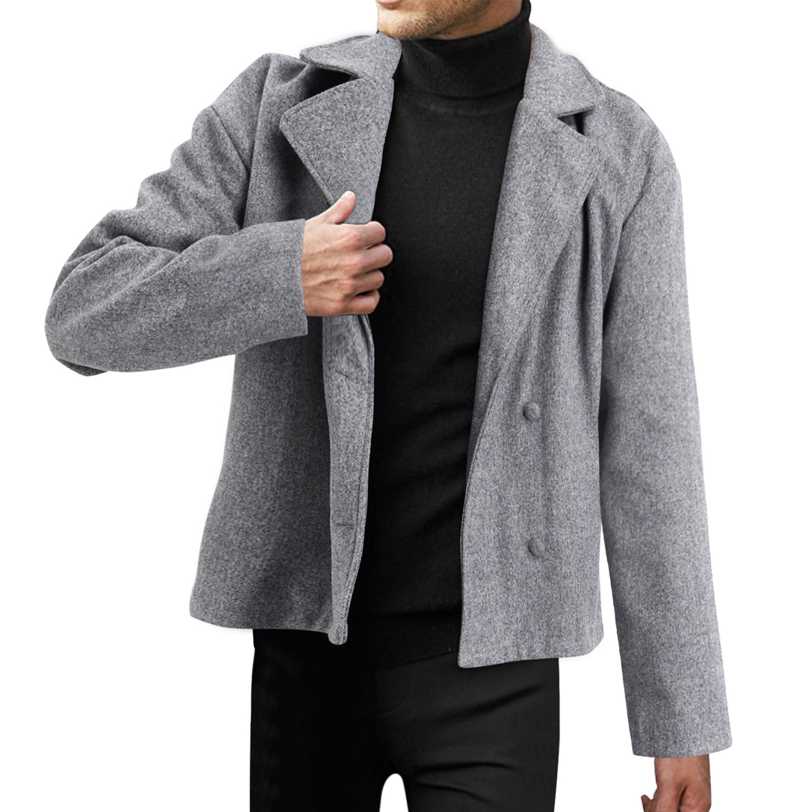 Sngxgn Men Winter Trench Coat Warm Long Jacket formal Mens Trench Coat