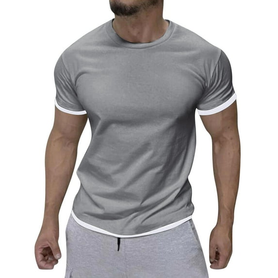 Sngxgn Menâs Active Crew Neck T Shirts Short Sleeve Tee(Grey,XXL)