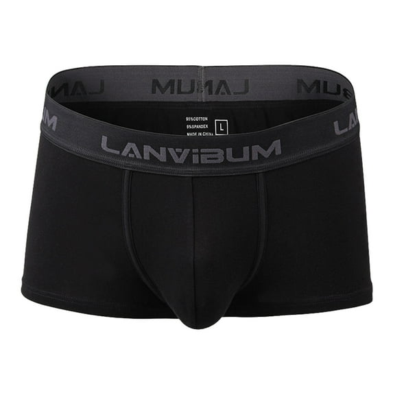 Sngxgn Men's Boxer Comfortable Boxer Underwear Cotton Boxers(Black,L)