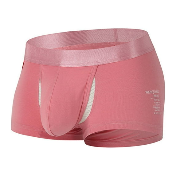 Sngxgn Men's Breathable Boxer Briefs Underwear(Pink,L)