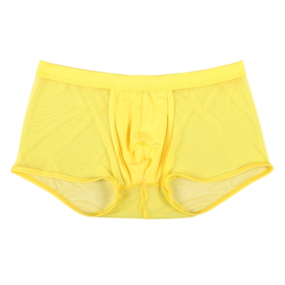 Sngxgn Men's Breathable Boxer Briefs Underwear(Yellow,L)
