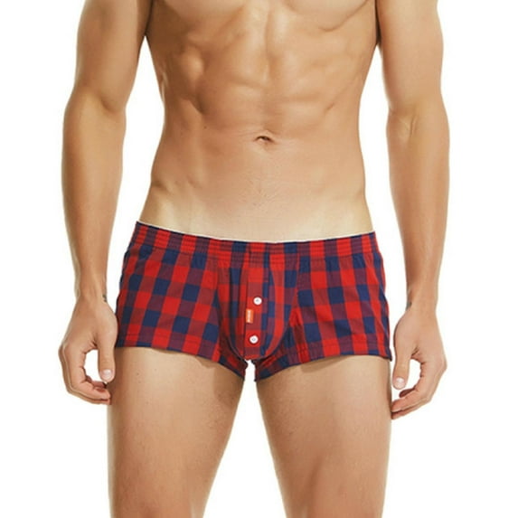 Sngxgn Men's Breathable Trunks Underwear Covered Band(Red,L)