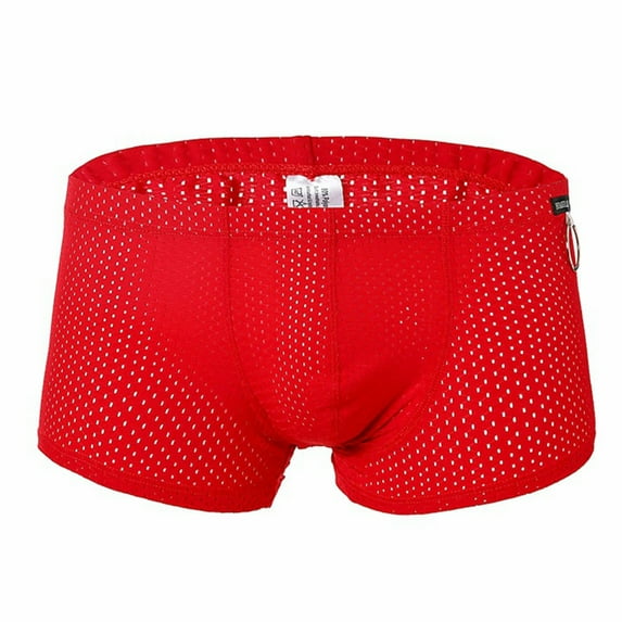 Sngxgn Men's Breathable Trunks Underwear Covered Band(Red,XXL)