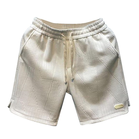 Sngxgn Men's Casual Beach Shorts Classic Summer Shorts with Elastic Waist(White,XXXL)