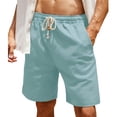 thumbnail image 1 of Sngxgn Men's Casual Fashion Slim Fit Pockets Flat Front Shorts(Blue,L), 1 of 4