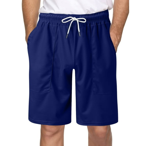 Sngxgn Men's Casual Fashion Slim Fit Pockets Flat Front Shorts(Blue,L)