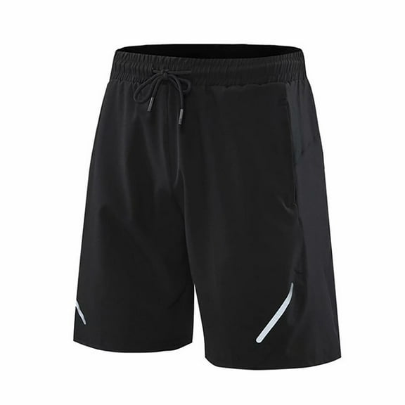 Sngxgn Men's Casual Flat Front Short with Elastic Waist and Pockets(Black,XL)