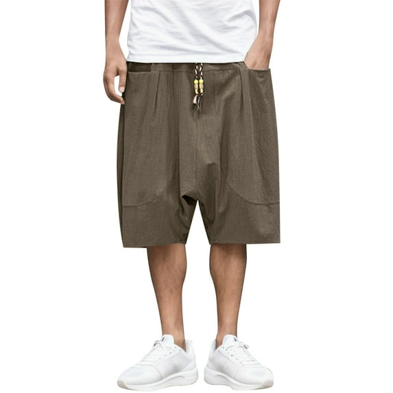 Sngxgn Men's Casual Shorts Drawstring Summer Beach Stretch Waist Athletic Gym Shorts(Coffee,M)