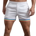 thumbnail image 1 of Sngxgn Men's Casual Shorts Drawstring Summer Beach Stretch Waist Gym Shorts(White,L), 1 of 5