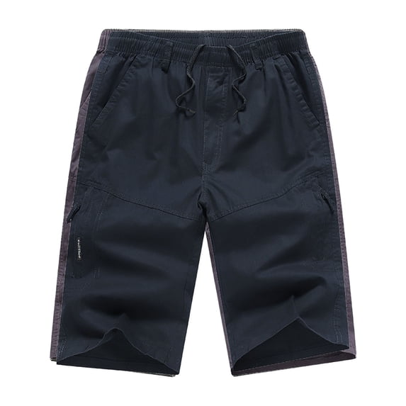 Sngxgn Men’s Casual Shorts Summer Beach Flat Front Shorts Drawstring Short(Dark Blue,XXL)