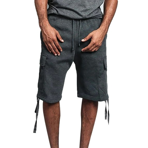 Sngxgn Men’s Casual Shorts Summer Beach Flat Front Shorts Drawstring Short(Dark Gray,L)