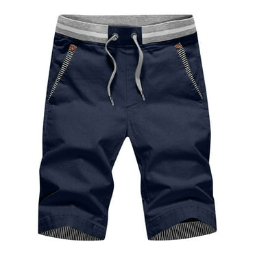 Sngxgn Men’s Causal Shorts Flat Front Short Classic Summer Beach Comfort Stretch Short(Navy,L)