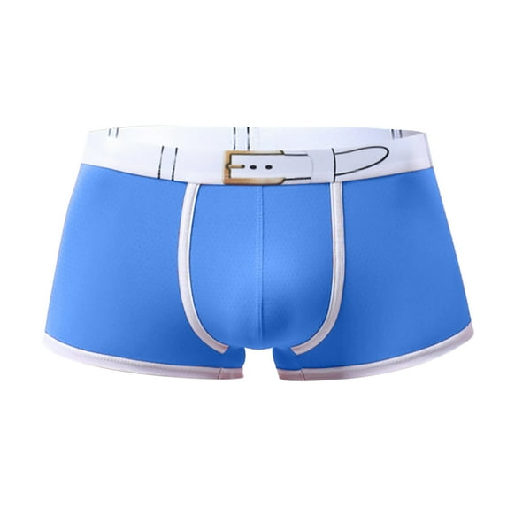 Sngxgn Men's Cool Breathable Underwear Boxer Briefs(Blue,L)