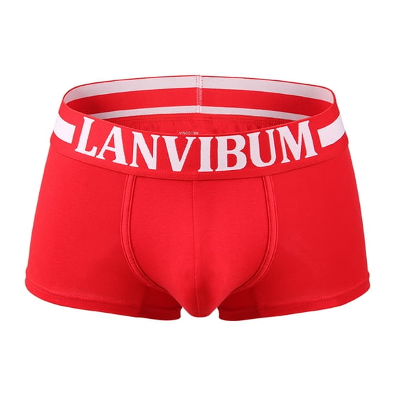 Sngxgn Men's Cool Breathable Underwear Boxer Briefs(Red,XL)