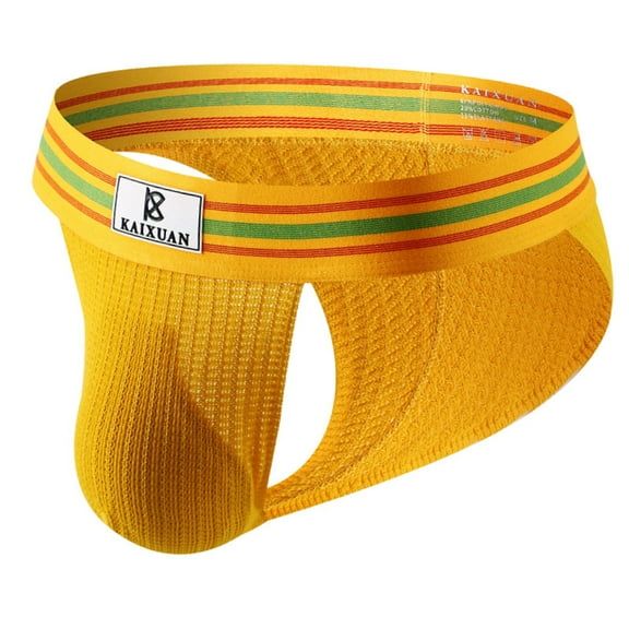 Sngxgn Men's Cool Breathable Underwear Boxer Briefs(Yellow,XL)