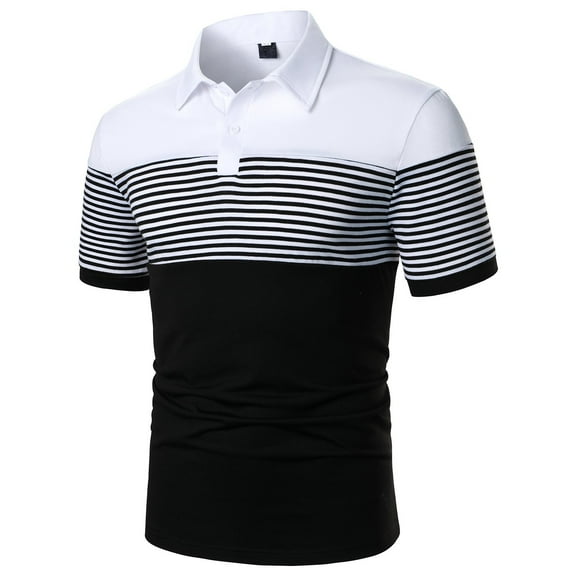 Sngxgn Men's Cotton Polo Short Sleeve T-Shirt(Black,M)