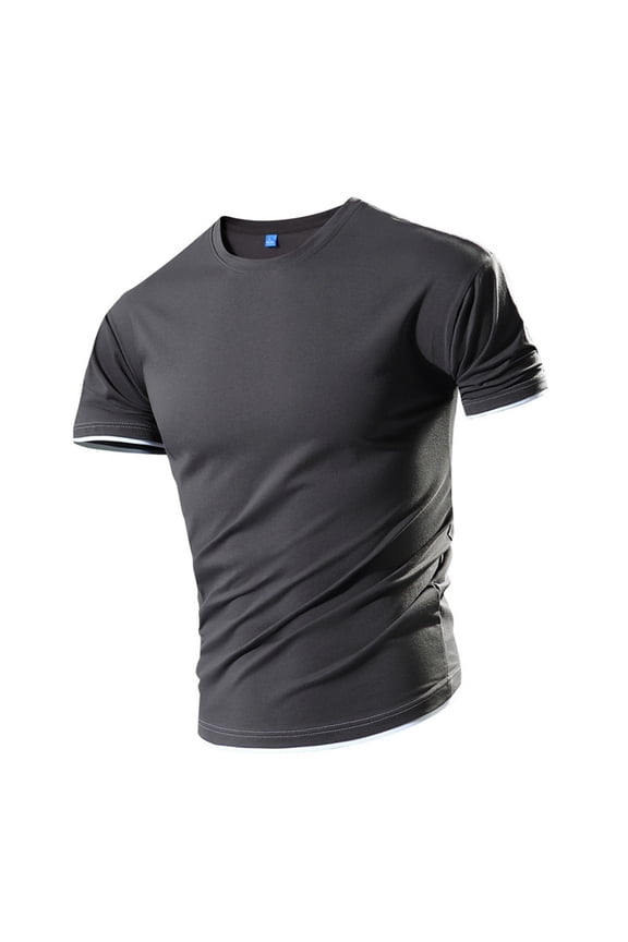 Men's Crewneck T-Shirt Lightweight Fit Active (Grey,XXL)