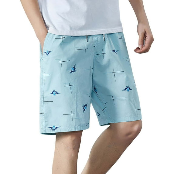 Sngxgn Men's Dress Shorts Flat Front Lightweight Casual with Pockets(Sky Blue,L)