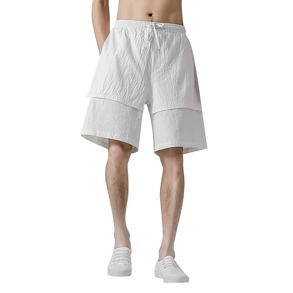 Sngxgn Men's Dress Shorts Flat Front Lightweight Casual with Pockets(White,XXXXL)