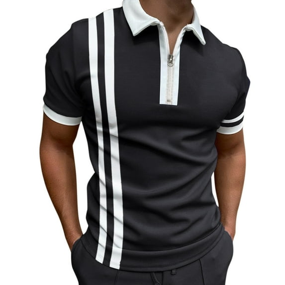 Sngxgn Men's Golf Polo Shirts Tennis Shirt Short Sleeve Casual Work T-Shirt(Black,XXXL)