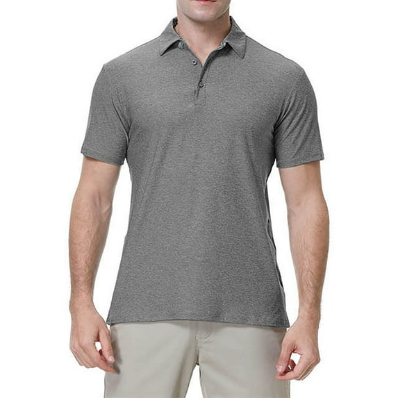 Sngxgn Men's Golf Polo Shirts Tennis Shirt Short Sleeve Casual Work T-Shirt(Dark Gray,XL)