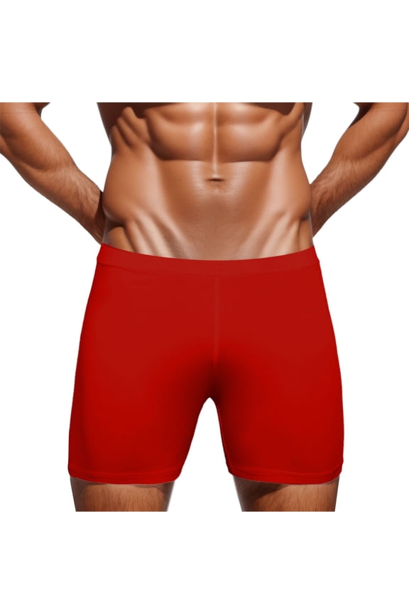 Men's Knit Boxer Shorts Relaxed Fit(Red,M)