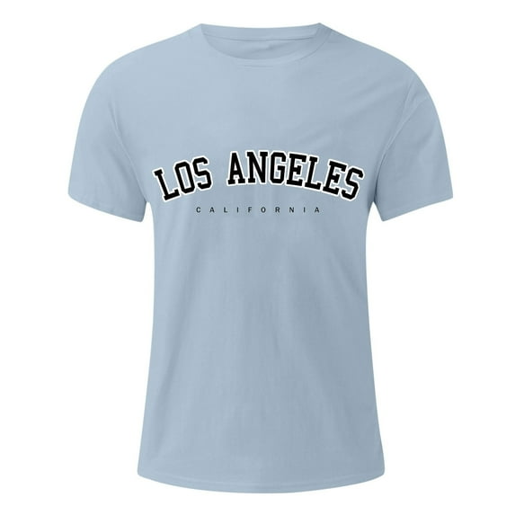 Sngxgn Men's Lightweight Short Sleeve Crew Neck T-Shirt(Blue,L)