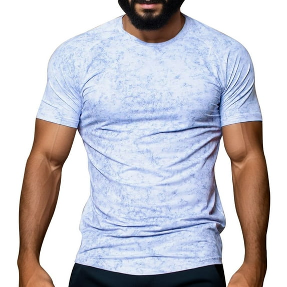 Sngxgn Men's Lightweight Short Sleeve Crew Neck T-Shirt(Light Blue,M)