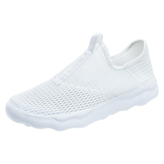 Sngxgn Men's Non Slip Running Shoes Light Breathable Casual Walking Shoes Fashion Sneakers Mesh Workout Sports Shoes(White,46)