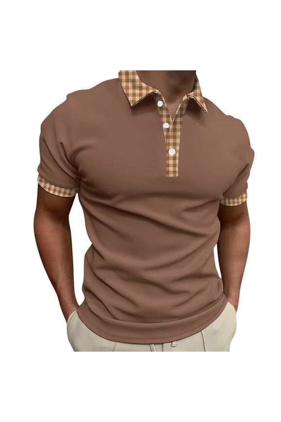 Men's Polo Shirt Short Sleeve Shirts Golf Shirt(Coffee,XXL)