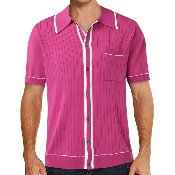 Sngxgn Men's Polo Shirt Short Sleeve Shirts Golf Shirt(Hot Pink,XXXL)