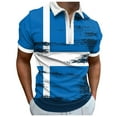 thumbnail image 1 of Sngxgn Men's Print Short Sleeve Cotton Polo T-Shirt(Blue,M), 1 of 4