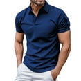thumbnail image 1 of Sngxgn Men's Print Short Sleeve Cotton Polo T-Shirt(Blue,XL), 1 of 5