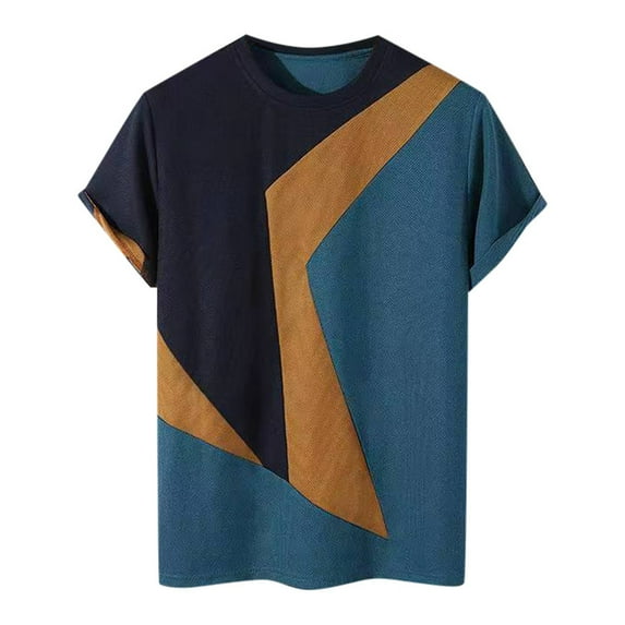 Sngxgn Men's Print Tee Tops Casual Round Neck Short Sleeve Summer T Shirts(Blue,XXL)