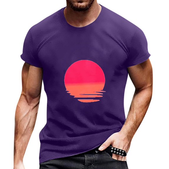 Sngxgn Men's Shirts Short Sleeve Casual Basic Summer Solid T Shirts(Purple,XXXL)