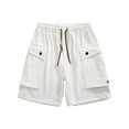 thumbnail image 1 of Sngxgn Men's Short Casual Button up Summer Beach Shorts(Beige,XXL), 1 of 4