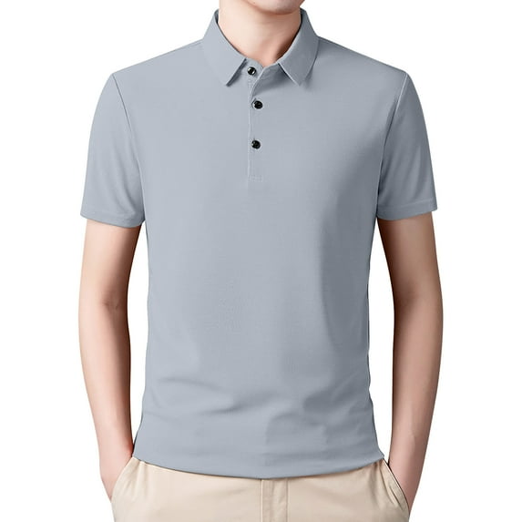 Sngxgn Men's Short Sleeve Cotton Polo Shirt in Classic Fit(Grey,XXXL)