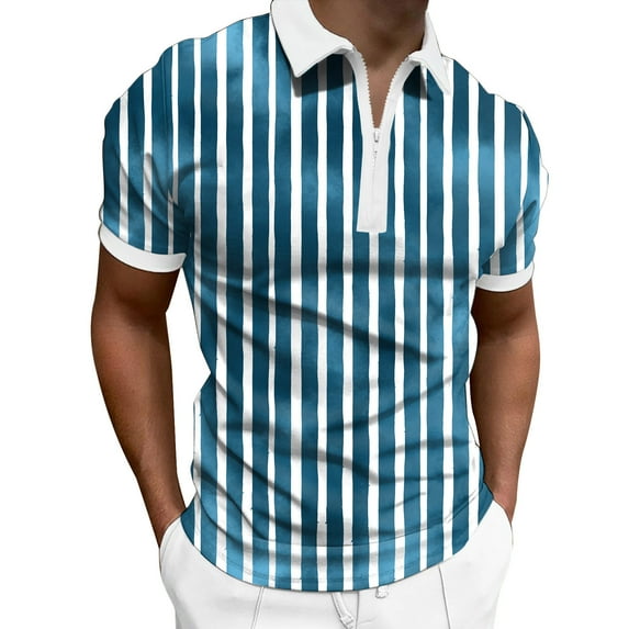 Sngxgn Men's Short Sleeve Cotton Stretch Polo Shirt(Blue,S)