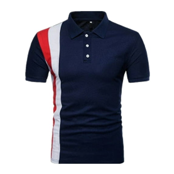 Sngxgn Men's Short Sleeve Cotton Stretch Polo Shirt(Dark Blue,XXXL)