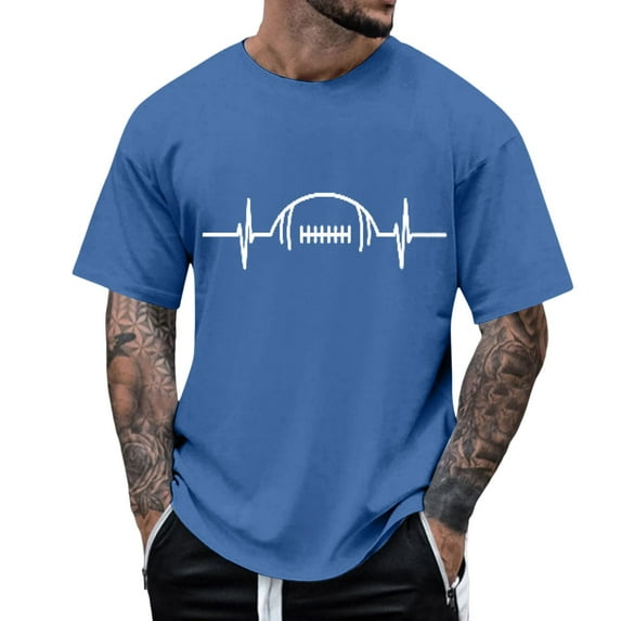 Sngxgn Men's Short Sleeve Crewneck T-Shirt(Blue,XXL)