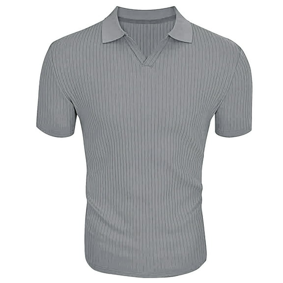 Sngxgn Men's Short Sleeve Fit Polo Shirt(Grey,XL)