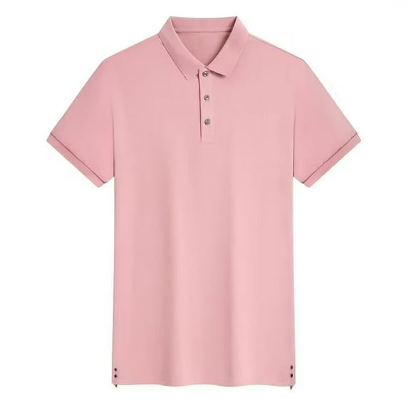 Sngxgn Men's Short Sleeve Fit Polo Shirt(Pink,XL)