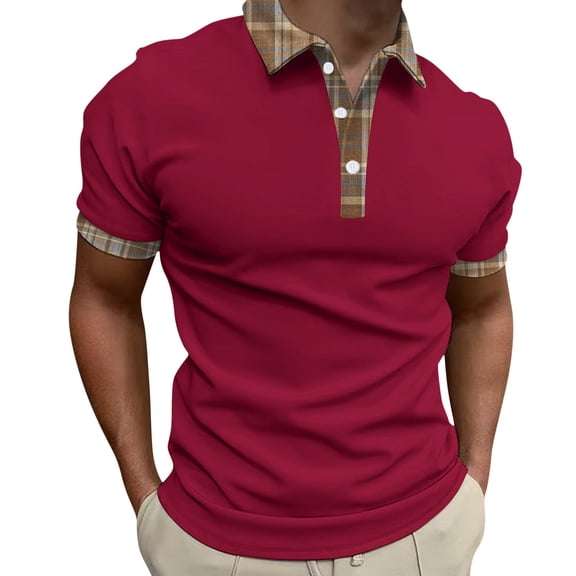 Sngxgn Men's Short Sleeve Fit Polo Shirt(Red,XL)